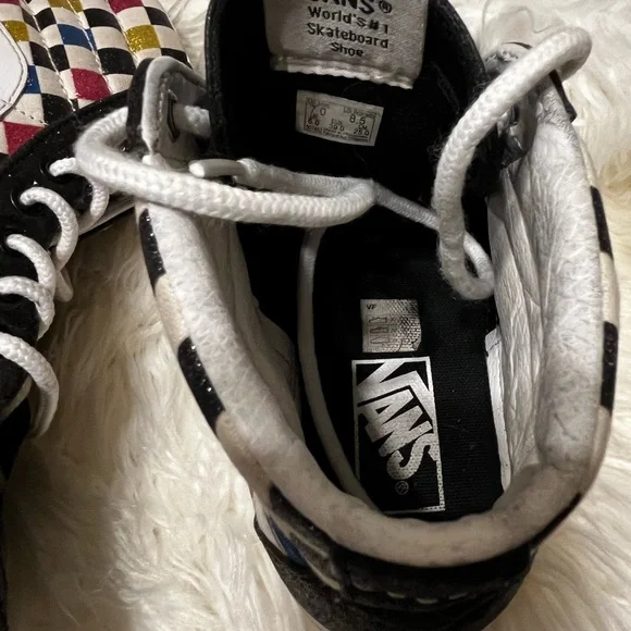 Vans High-Top Sneakers - Black with Multicolor Checkered Design - Picture 8 of 8